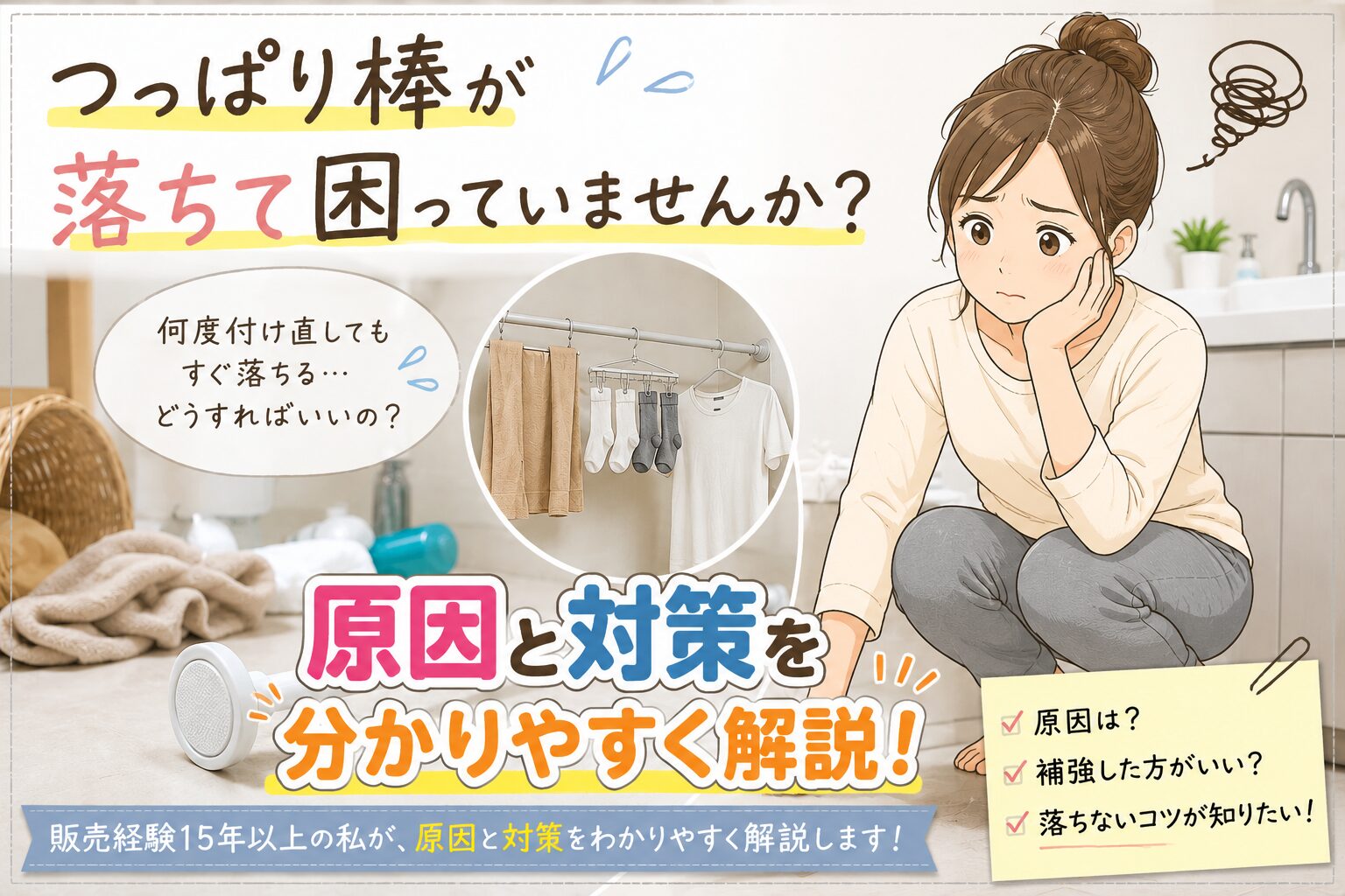 つっぱり棒が落ちる原因は？実際の失敗談から学ぶ補強方法と設置のコツ