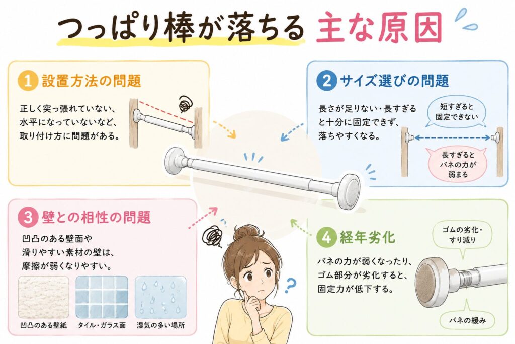 つっぱり棒が落ちる主な原因