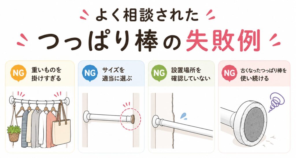 つっぱり棒の失敗例