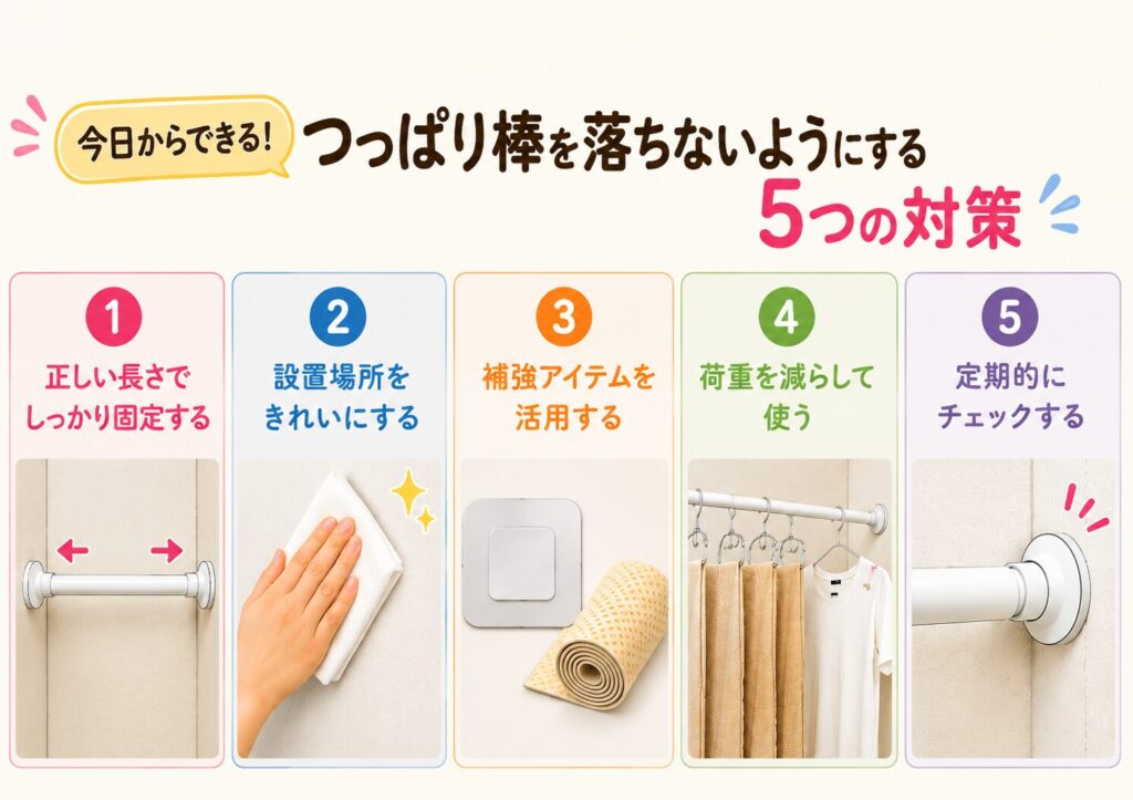 つっぱり棒が落ちるときの対策方法
