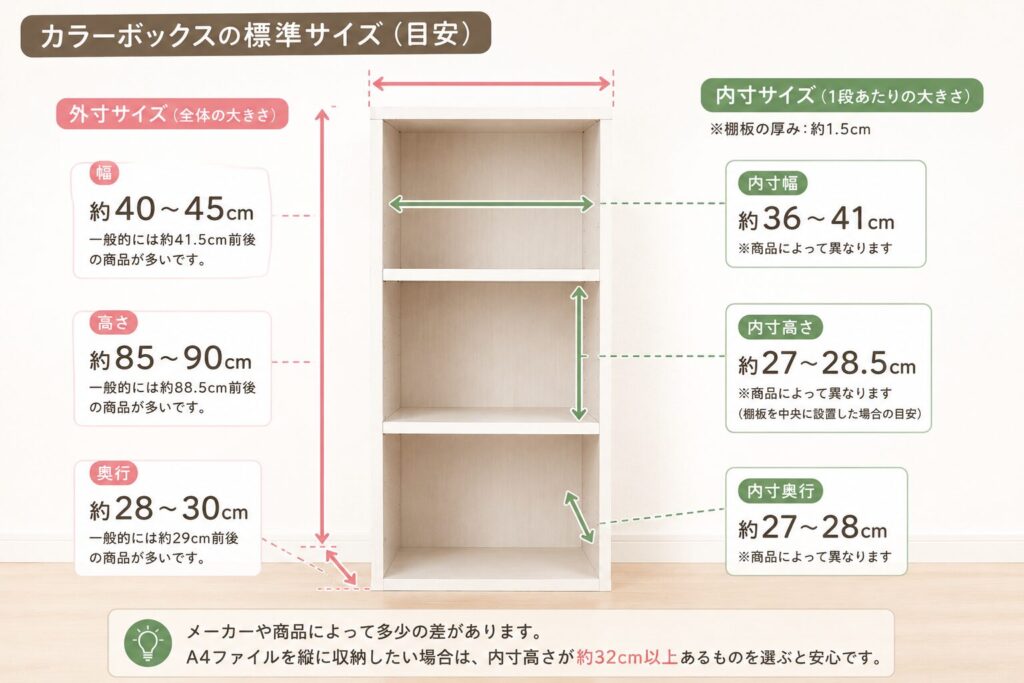 カラーボックスの標準サイズ