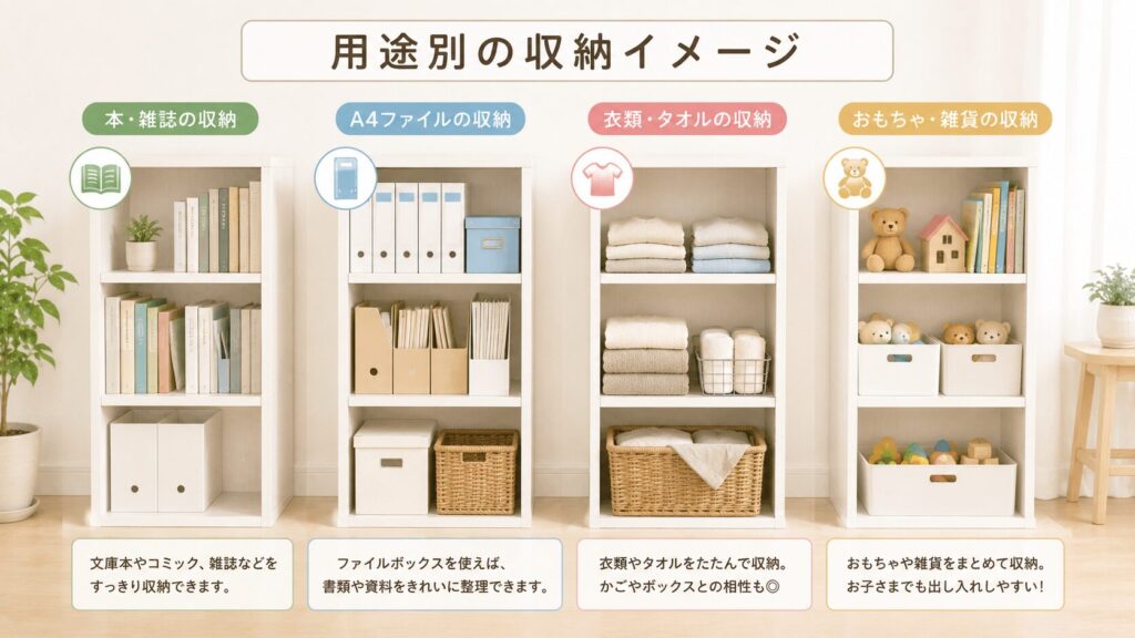 カラーボックス用途別の収納方法