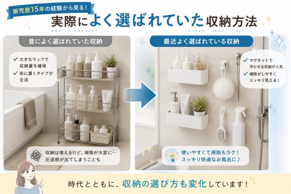 よく選ばれているお風呂の収納方法