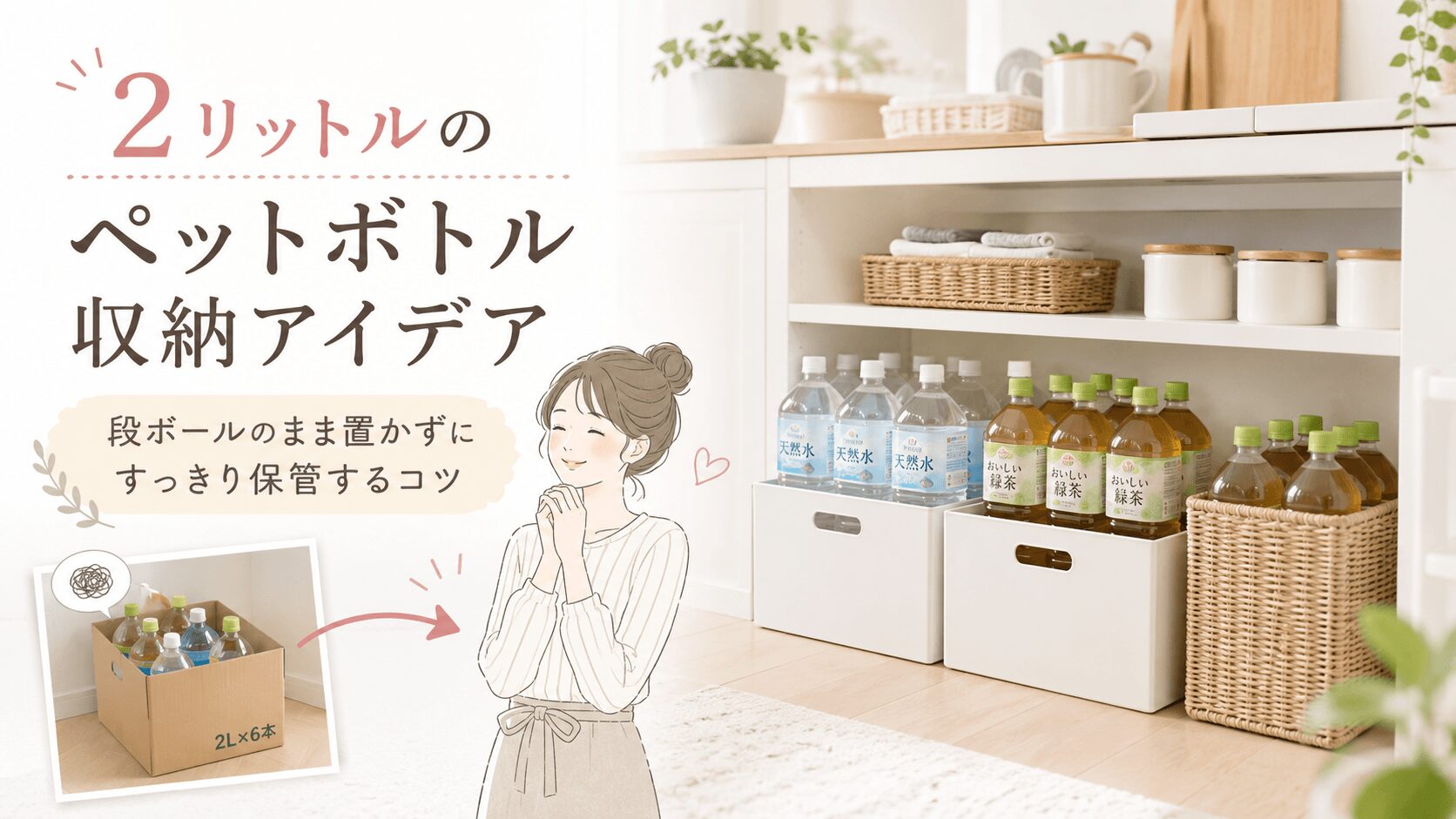 2リットルのペットボトル収納アイデア｜段ボールのまま置かずにすっきり保管するコツ